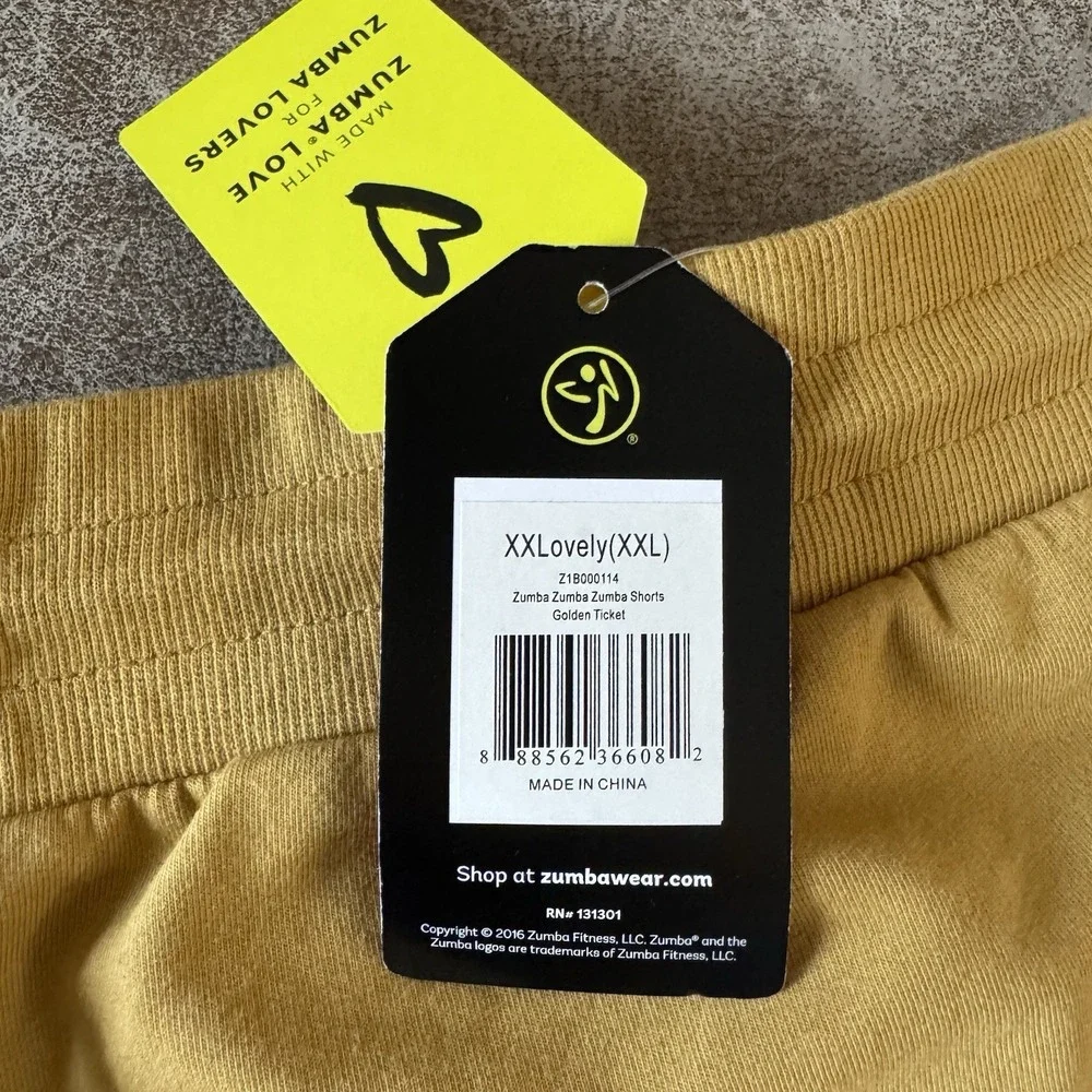 NWT Zumba Golden Ticket Sweat Shorts Pink Logo Drawstring Pockets 2XL